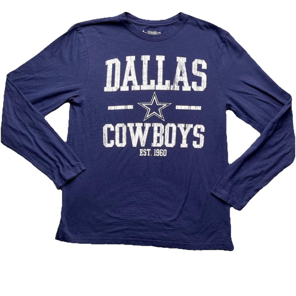 Dallas Cowboys Authentic Shirt Men Medium Blue Long Sleeve Logo NFL Football Fan